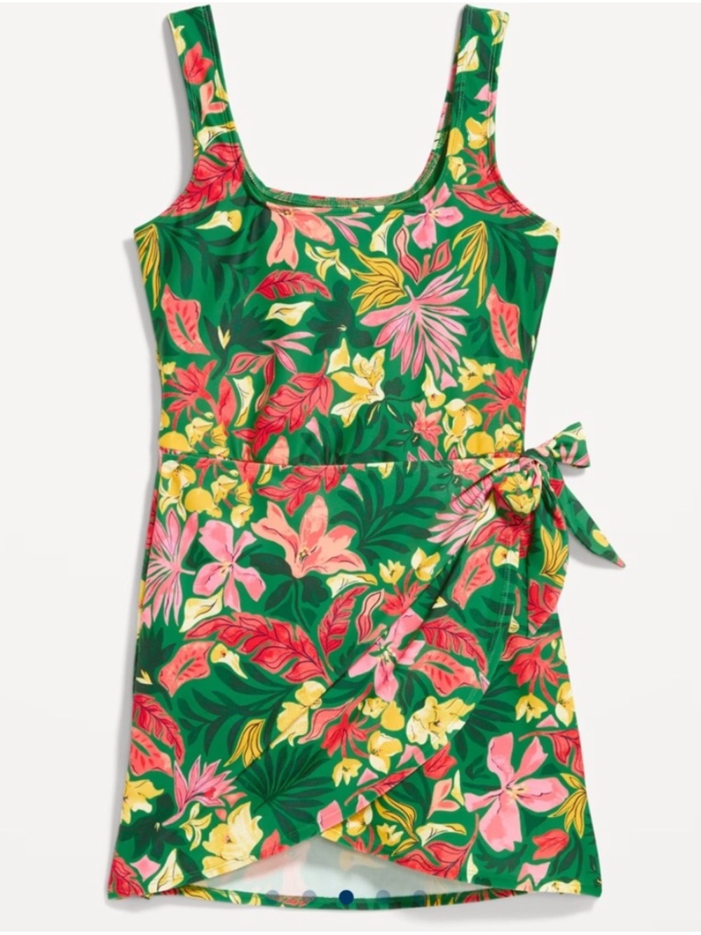 NWOT Old Navy Green Floral One-Piece Swimsuit / Swim Dress - Picture 2 of 4